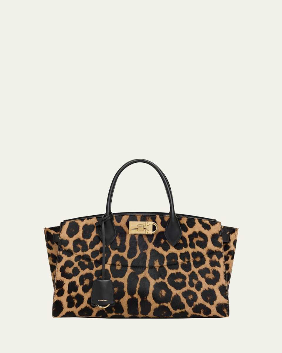 The New Studio Leopard Calf Hair Top-Handle Bag